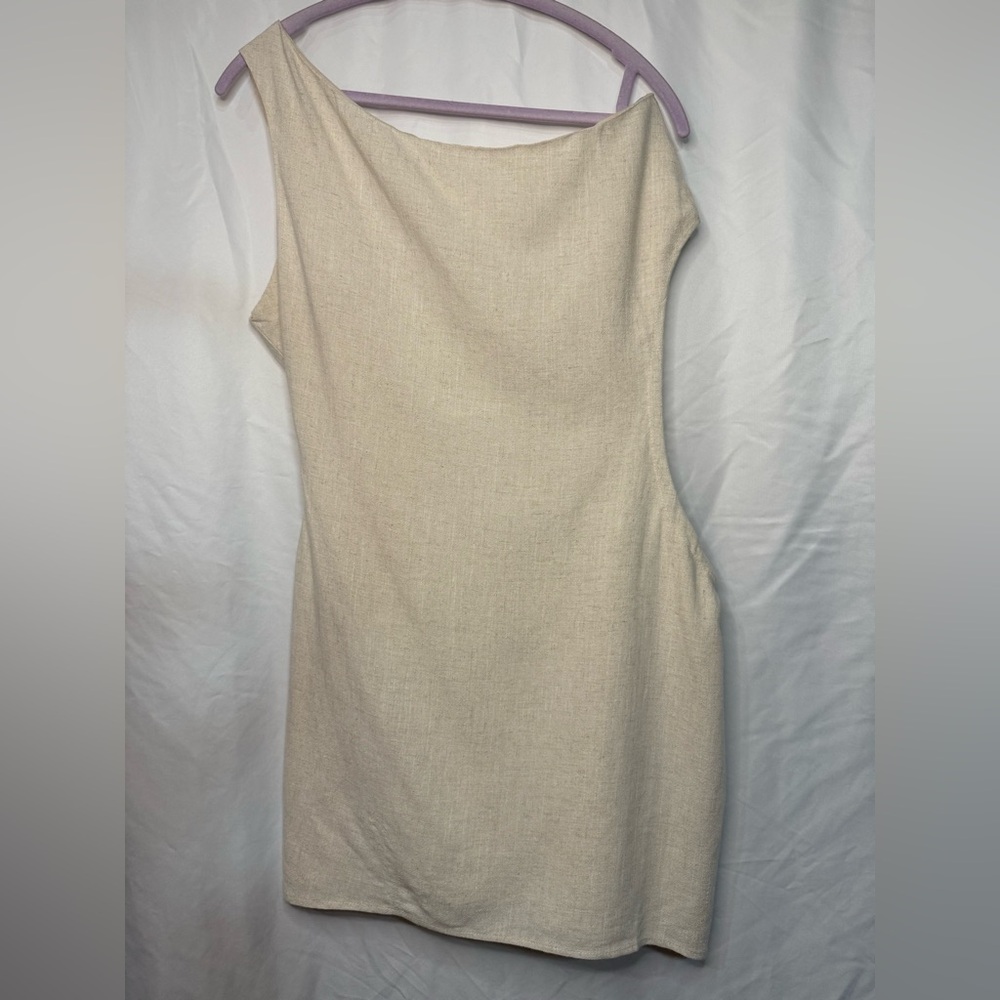 NWT Inmod Los Angeles Beige One Shoulder Cutout Side Dress Size Large